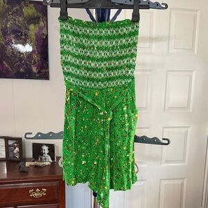 Strapless Green Floral Rompe